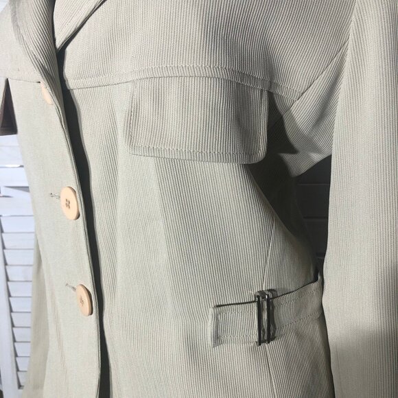 Vintage 80s Garfield & Marks Blazer Large Buttons Faux Front Pockets Beige 6 - Picture 9 of 15